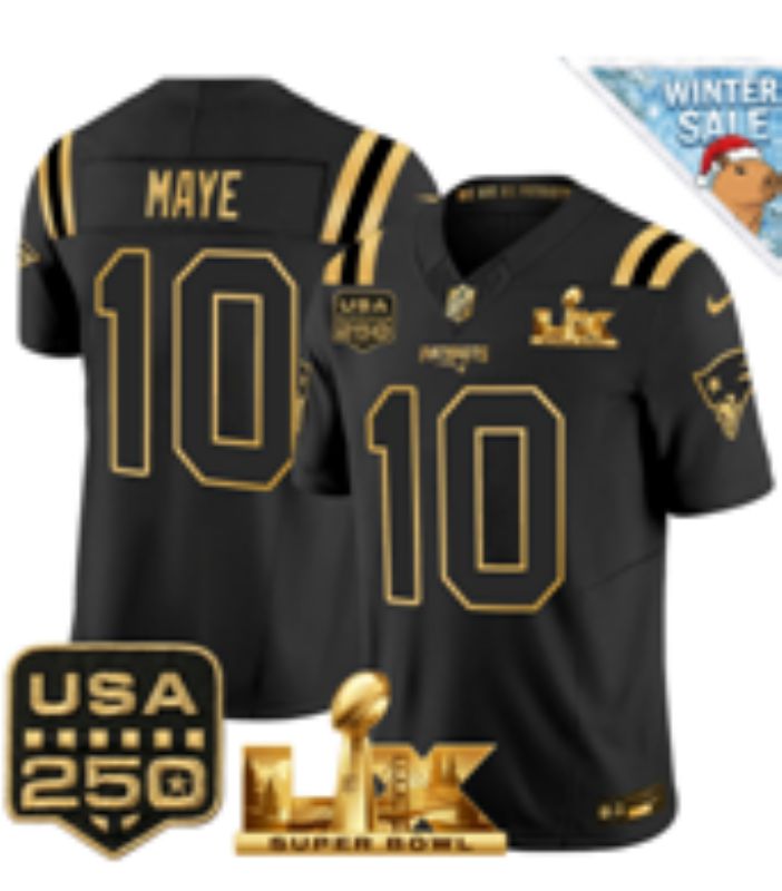 Men 2026 New England Patriots #10 Maye Black Super Bowl Nike Limited NFL Jersey style 04->new england patriots->NFL Jersey